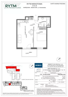 2 pokoje, mieszkanie 41,17 m², piętro 4, oferta nr RM/2B/L/4/4, Rytm Mokotowa 2B, Warszawa, Mokotów, Augustówka, ul. Antoniewska/Kaloryczna