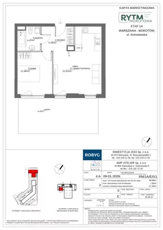2 pokoje, mieszkanie 46,08 m², parter, oferta nr RM/1A/E/0/1, Rytm Mokotowa, Warszawa, Mokotów, Augustówka, ul. Antoniewska / Piramowicza
