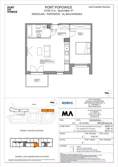 2 pokoje, mieszkanie 48,65 m², piętro 2, oferta nr PPO/P/A/2/10, Port Popowice IVa, Wrocław, Pilczyce-Kozanów-Popowice Północne, Popowice, ul. Białowieska