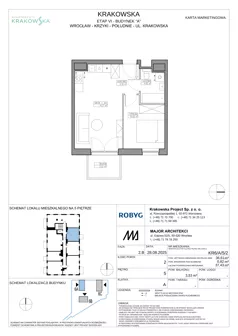 2 pokoje, mieszkanie 36,61 m², piętro 5, oferta nr KR6/A/5/2, Apartamenty Krakowska 6, Wrocław, Przedmieście Oławskie, Krzyki, ul. Krakowska