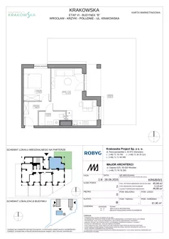 2 pokoje, mieszkanie 45,66 m², parter, oferta nr KR6/B/0/1, Apartamenty Krakowska 6, Wrocław, Przedmieście Oławskie, Krzyki, ul. Krakowska