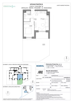 2 pokoje, mieszkanie 38,91 m², piętro 3, oferta nr KR6/A/3/3, Apartamenty Krakowska 6, Wrocław, Przedmieście Oławskie, Krzyki, ul. Krakowska