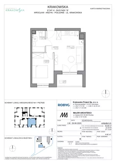 2 pokoje, mieszkanie 36,98 m², piętro 1, oferta nr KR6/B/1/3, Apartamenty Krakowska 6, Wrocław, Przedmieście Oławskie, Krzyki, ul. Krakowska