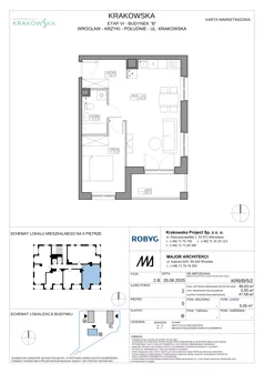 2 pokoje, mieszkanie 46,63 m², piętro 5, oferta nr KR6/B/5/2, Apartamenty Krakowska 6, Wrocław, Przedmieście Oławskie, Krzyki, ul. Krakowska