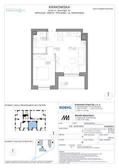 2 pokoje, mieszkanie 36,98 m², piętro 5, oferta nr KR6/B/5/3, Apartamenty Krakowska 6, Wrocław, Przedmieście Oławskie, Krzyki, ul. Krakowska