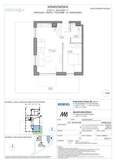 2 pokoje, mieszkanie 43,71 m², piętro 1, oferta nr KR6/C/1/3, Apartamenty Krakowska 6, Wrocław, Przedmieście Oławskie, Krzyki, ul. Krakowska