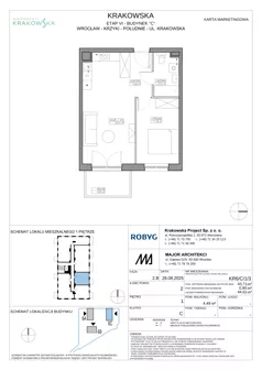 2 pokoje, mieszkanie 43,71 m², piętro 1, oferta nr KR6/C/1/3, Apartamenty Krakowska 6, Wrocław, Przedmieście Oławskie, Krzyki, ul. Krakowska