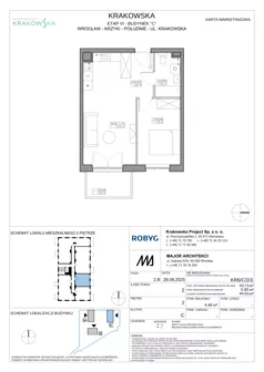 2 pokoje, mieszkanie 43,71 m², piętro 2, oferta nr KR6/C/2/3, Apartamenty Krakowska 6, Wrocław, Przedmieście Oławskie, Krzyki, ul. Krakowska