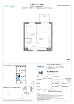 2 pokoje, mieszkanie 35,16 m², piętro 3, oferta nr KR6/C/3/9, Apartamenty Krakowska 6, Wrocław, Przedmieście Oławskie, Krzyki, ul. Krakowska