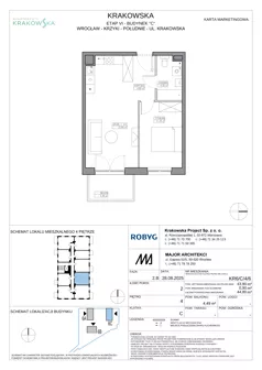 2 pokoje, mieszkanie 43,90 m², piętro 4, oferta nr KR6/C/4/6, Apartamenty Krakowska 6, Wrocław, Przedmieście Oławskie, Krzyki, ul. Krakowska