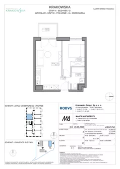 2 pokoje, mieszkanie 34,93 m², piętro 5, oferta nr KR6/C/5/1, Apartamenty Krakowska 6, Wrocław, Przedmieście Oławskie, Krzyki, ul. Krakowska