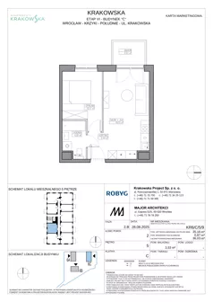 2 pokoje, mieszkanie 35,16 m², piętro 5, oferta nr KR6/C/5/9, Apartamenty Krakowska 6, Wrocław, Przedmieście Oławskie, Krzyki, ul. Krakowska
