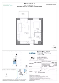 2 pokoje, mieszkanie 35,16 m², piętro 6, oferta nr KR6/C/6/9, Apartamenty Krakowska 6, Wrocław, Przedmieście Oławskie, Krzyki, ul. Krakowska