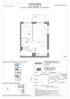 2 pokoje, mieszkanie 47,68 m², piętro 6, oferta nr KR5/E/6/2, Apartamenty Krakowska 5, Wrocław, Przedmieście Oławskie, Krzyki, ul. Krakowska