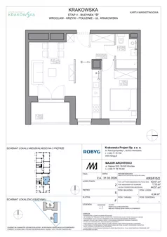 2 pokoje, mieszkanie 43,47 m², piętro 5, oferta nr KR5/F/5/2, Apartamenty Krakowska 5, Wrocław, Przedmieście Oławskie, Krzyki, ul. Krakowska
