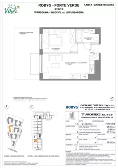 2 pokoje, mieszkanie 36,45 m², parter, oferta nr FVD/1/0/6, Forte Verde, Warszawa, Włochy, Raków, ul. Łopuszańska
