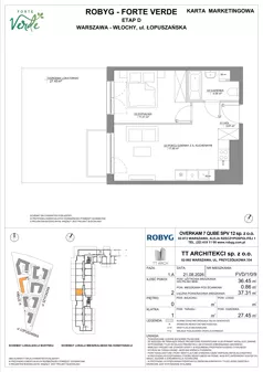 2 pokoje, mieszkanie 36,45 m², parter, oferta nr FVD/1/0/9, Forte Verde, Warszawa, Włochy, Raków, ul. Łopuszańska