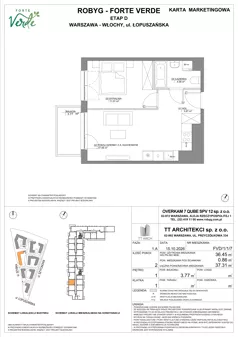 2 pokoje, mieszkanie 36,45 m², piętro 1, oferta nr FVD/1/1/7, Forte Verde, Warszawa, Włochy, Raków, ul. Łopuszańska