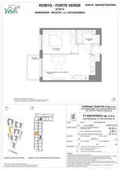 2 pokoje, mieszkanie 36,45 m², piętro 2, oferta nr FVD/1/2/10, Forte Verde, Warszawa, Włochy, Raków, ul. Łopuszańska