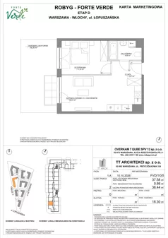 2 pokoje, mieszkanie 37,58 m², parter, oferta nr FVD/1/0/5, Forte Verde, Warszawa, Włochy, Raków, ul. Łopuszańska