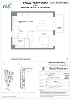 2 pokoje, mieszkanie 37,58 m², piętro 1, oferta nr FVD/1/1/3, Forte Verde, Warszawa, Włochy, Raków, ul. Łopuszańska
