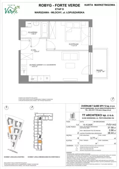 2 pokoje, mieszkanie 37,58 m², piętro 4, oferta nr FVD/1/4/2, Forte Verde, Warszawa, Włochy, Raków, ul. Łopuszańska