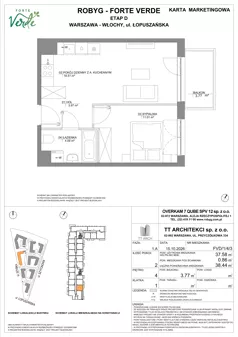 2 pokoje, mieszkanie 37,58 m², piętro 4, oferta nr FVD/1/4/3, Forte Verde, Warszawa, Włochy, Raków, ul. Łopuszańska