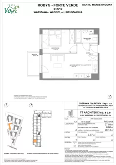 2 pokoje, mieszkanie 37,58 m², piętro 4, oferta nr FVD/1/4/6, Forte Verde, Warszawa, Włochy, Raków, ul. Łopuszańska