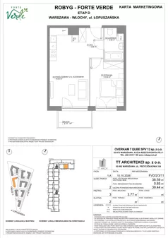 2 pokoje, mieszkanie 38,59 m², piętro 3, oferta nr FVD/2/3/11, Forte Verde, Warszawa, Włochy, Raków, ul. Łopuszańska