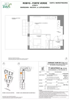 2 pokoje, mieszkanie 40,54 m², parter, oferta nr FVD/2/0/5, Forte Verde, Warszawa, Włochy, Raków, ul. Łopuszańska