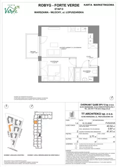 2 pokoje, mieszkanie 40,54 m², piętro 3, oferta nr FVD/2/3/5, Forte Verde, Warszawa, Włochy, Raków, ul. Łopuszańska