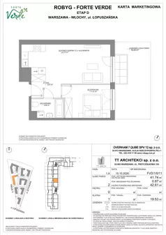 2 pokoje, mieszkanie 41,74 m², parter, oferta nr FVD/1/0/11, Forte Verde, Warszawa, Włochy, Raków, ul. Łopuszańska