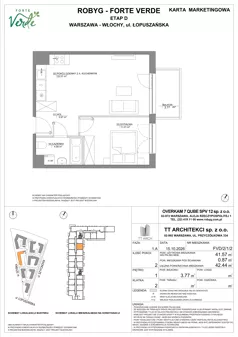2 pokoje, mieszkanie 41,57 m², piętro 1, oferta nr FVD/2/1/2, Forte Verde, Warszawa, Włochy, Raków, ul. Łopuszańska