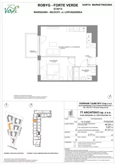 2 pokoje, mieszkanie 40,54 m², piętro 5, oferta nr FVD/2/5/5, Forte Verde, Warszawa, Włochy, Raków, ul. Łopuszańska