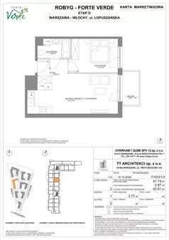 2 pokoje, mieszkanie 41,74 m², piętro 1, oferta nr FVD/2/1/3, Forte Verde, Warszawa, Włochy, Raków, ul. Łopuszańska