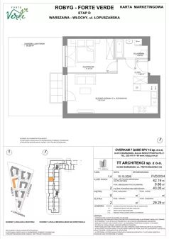 2 pokoje, mieszkanie 42,19 m², parter, oferta nr FVD/2/0/4, Forte Verde, Warszawa, Włochy, Raków, ul. Łopuszańska