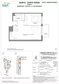 2 pokoje, mieszkanie 41,74 m², piętro 2, oferta nr FVD/2/2/3, Forte Verde, Warszawa, Włochy, Raków, ul. Łopuszańska