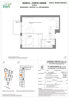 2 pokoje, mieszkanie 42,19 m², piętro 1, oferta nr FVD/1/1/11, Forte Verde, Warszawa, Włochy, Raków, ul. Łopuszańska