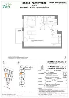 2 pokoje, mieszkanie 42,19 m², piętro 1, oferta nr FVD/2/1/4, Forte Verde, Warszawa, Włochy, Raków, ul. Łopuszańska