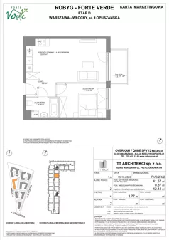 2 pokoje, mieszkanie 41,57 m², piętro 4, oferta nr FVD/2/4/2, Forte Verde, Warszawa, Włochy, Raków, ul. Łopuszańska