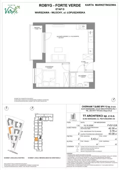 2 pokoje, mieszkanie 42,30 m², piętro 2, oferta nr FVD/1/2/8, Forte Verde, Warszawa, Włochy, Raków, ul. Łopuszańska