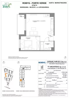 2 pokoje, mieszkanie 42,30 m², piętro 3, oferta nr FVD/1/3/8, Forte Verde, Warszawa, Włochy, Raków, ul. Łopuszańska
