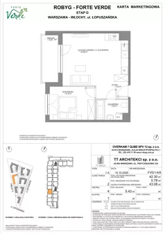 2 pokoje, mieszkanie 42,30 m², piętro 4, oferta nr FVD/1/4/8, Forte Verde, Warszawa, Włochy, Raków, ul. Łopuszańska