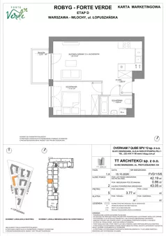 2 pokoje, mieszkanie 42,19 m², piętro 5, oferta nr FVD/1/5/6, Forte Verde, Warszawa, Włochy, Raków, ul. Łopuszańska