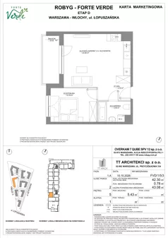2 pokoje, mieszkanie 42,30 m², piętro 5, oferta nr FVD/1/5/3, Forte Verde, Warszawa, Włochy, Raków, ul. Łopuszańska