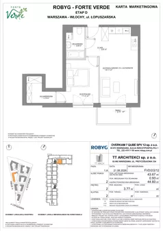 2 pokoje, mieszkanie 43,67 m², piętro 2, oferta nr FVD/2/2/12, Forte Verde, Warszawa, Włochy, Raków, ul. Łopuszańska