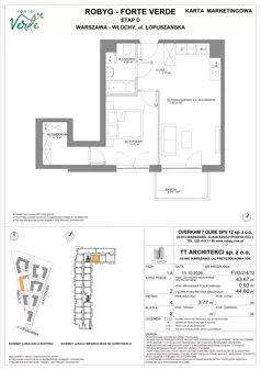 2 pokoje, mieszkanie 43,67 m², piętro 4, oferta nr FVD/2/4/12, Forte Verde, Warszawa, Włochy, Raków, ul. Łopuszańska