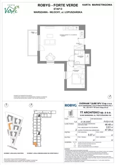 2 pokoje, mieszkanie 46,48 m², piętro 1, oferta nr FVD/1/1/5, Forte Verde, Warszawa, Włochy, Raków, ul. Łopuszańska
