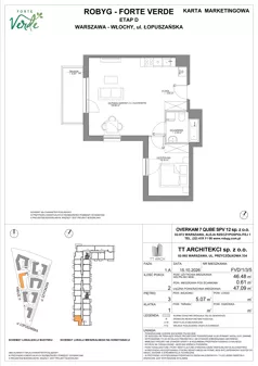 2 pokoje, mieszkanie 46,48 m², piętro 3, oferta nr FVD/1/3/5, Forte Verde, Warszawa, Włochy, Raków, ul. Łopuszańska