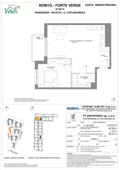2 pokoje, mieszkanie 49,39 m², piętro 1, oferta nr FVD/2/1/7, Forte Verde, Warszawa, Włochy, Raków, ul. Łopuszańska